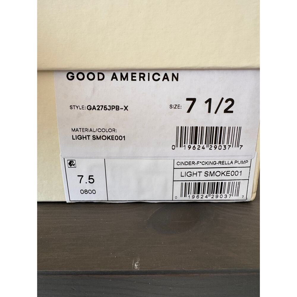 Good American | NIB Crystal "Cinder-F*cking-Rella "Pump Light Smoke Size 7.5 - Picture 11 of 14